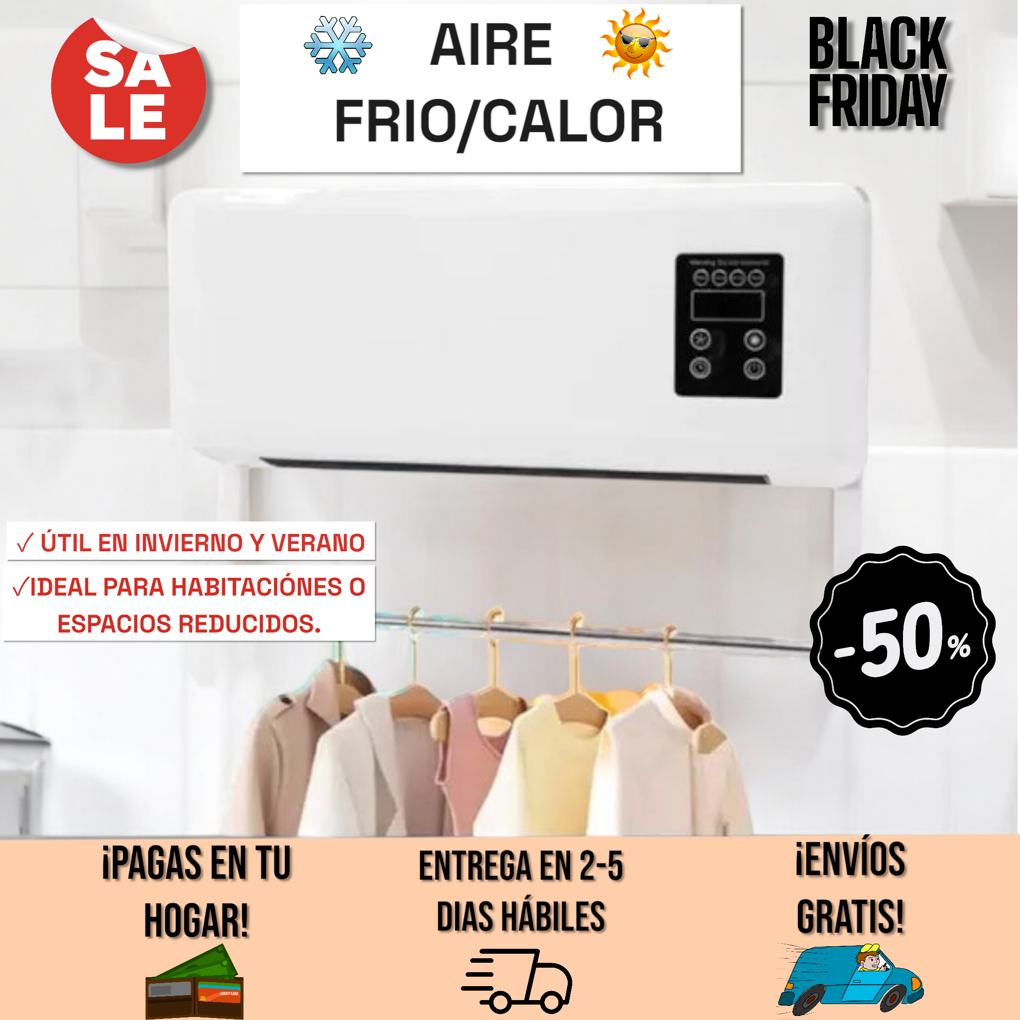 Aire Acondicionado Frio Calor y Seca Ropa